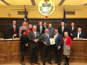 Pittsburgh Attorney David J. Shrager Accepting Award from Allegheny County